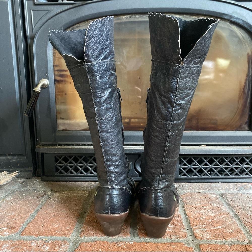 EL NATURALISTA Tall Black Leather Boots Zipper SZ 10 EUC 41 - Picture 7 of 9
